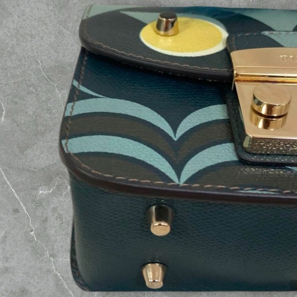 RARE FURLA Metropolis OWL MINI CROSSBODY Bag Toni Blue Leather Fur Trim Dustbag - Picture 7 of 14